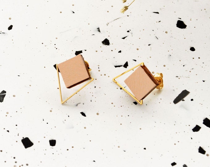 Geometric stud earrings, Geometric earrings, Square Studs, Minimalist earrings, Geometric studs, Triangle earrings