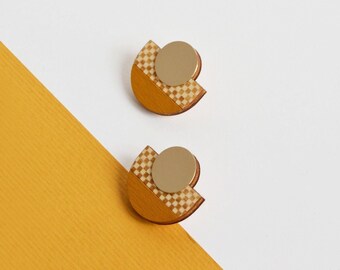 Square pattern earrings, Geometric stud earrings, Geometric studs, Modern earrings, Geometric, Modern, Minimalist
