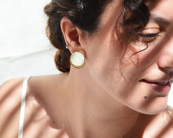 Round Stud Earrings - Geometric Circle Stud Earrings - Simple Earrings - Gold Stud Earrings - Big Studs