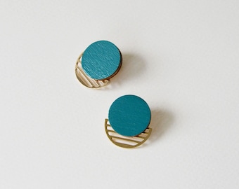 Bold Geometric Stud Earrings, Minimalist Round Studs, Modern Jewelry, Handmade Gift for Her