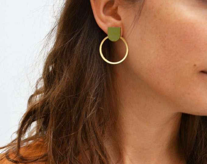 Hoop stud earrings, Minimalist earrings, Geometric earrings, Geometric studs, Modern earrings, Geometric, Modern, Minimalist, Hoop Earrings