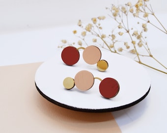 Geometric drop earrings, Pink and red earrings, Modern dangle earrings with geometric shapes, Statement earrings, Lightweight earrings