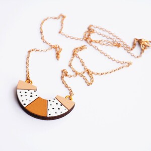 Semicircle polka dots necklace, Wooden necklace, Geometric necklace, Everyday necklace image 5