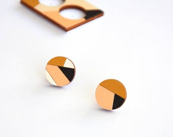 Modern hoop earrings, Geometric stud earrings, Pale Pink, Mustard yellow, Geometric, Minimalist earrings, Minimal jewelry, Modern earring