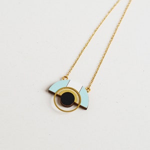 Blue geometric necklace, Geometric necklace, Geometric, Geometric choker, Geometric pendant, Delicate necklace, Summer Jewellery, Modern