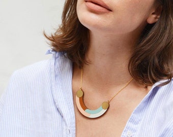 Collier géométrique en bois - Collier moderne - Collier Boho - Finaliste des Etsy Design Awards 2022