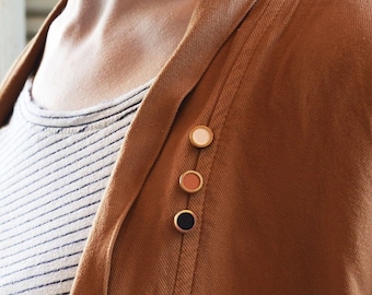 Geometric Brooch Set - Tiny Pins for Fashion Design Lovers - Modern Accessories - Brass and wood Geometric Pins