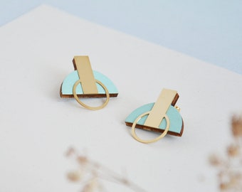 Geometric earrings, Turquoise earrings, Lightweight earrings, Geometric studs, Statement earrings, Modern earrings, Geometric, Modern