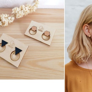 Small stud earrings for geometric lovers, Minimalist stud earrings with geometric shapes, Tiny Studs with geometric shapes image 5