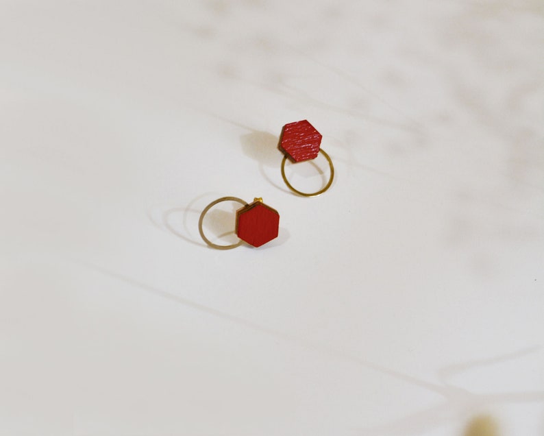Small stud earrings for geometric lovers, Minimalist stud earrings with geometric shapes, Tiny Studs with geometric shapes image 7
