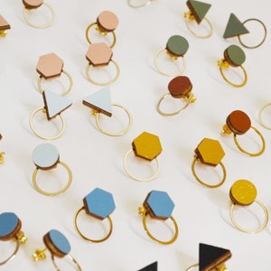 Small stud earrings for geometric lovers, Minimalist stud earrings with geometric shapes, Tiny Studs with geometric shapes image 1