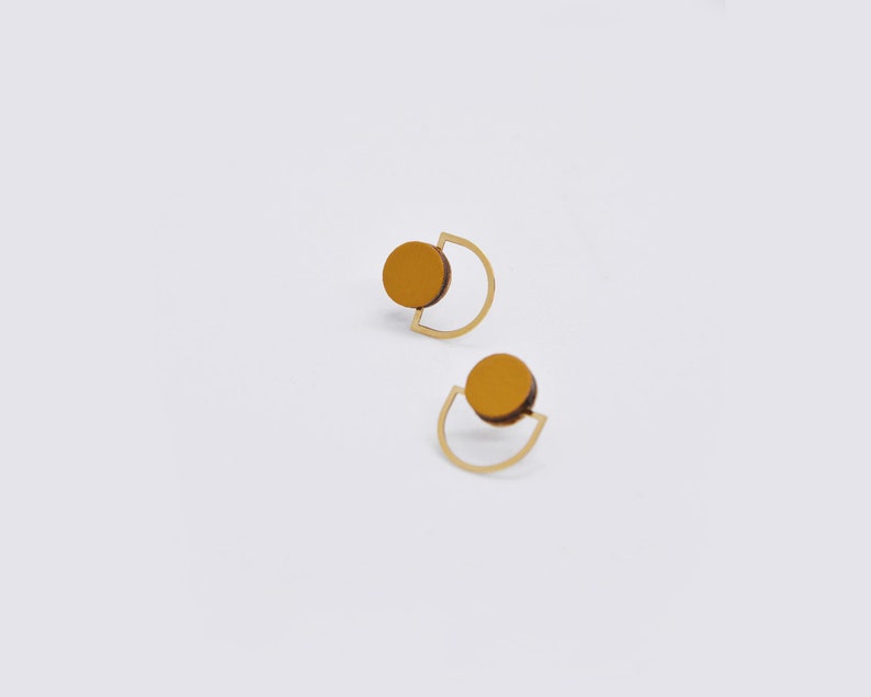 Lovely Geometric Small Studs Circle small studs Arch small studs Everyday Earrings Tiny Studs image 6