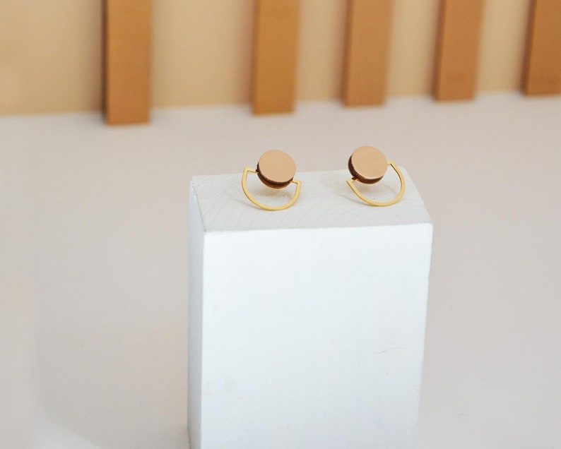 Lovely Geometric Small Studs Circle small studs Arch small studs Everyday Earrings Tiny Studs image 1