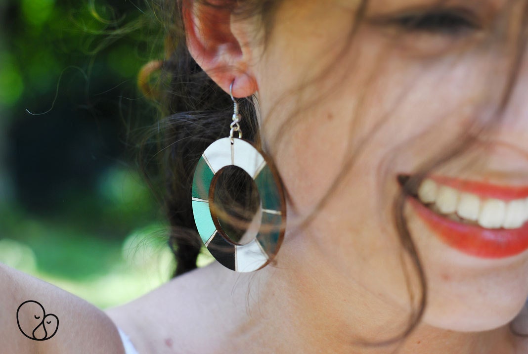 The Medium Green Hoop Earrings in Platinum (Clip)