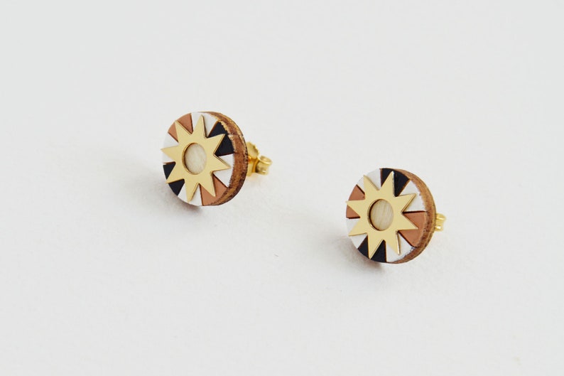 Sun Stud Earrings Gold Stud Earrings Small Sun Earrings Etsy