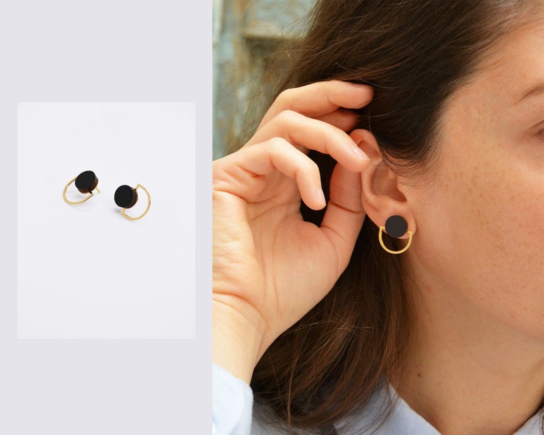 Lovely Geometric Small Studs Circle small studs Arch small studs Everyday Earrings Tiny Studs image 3