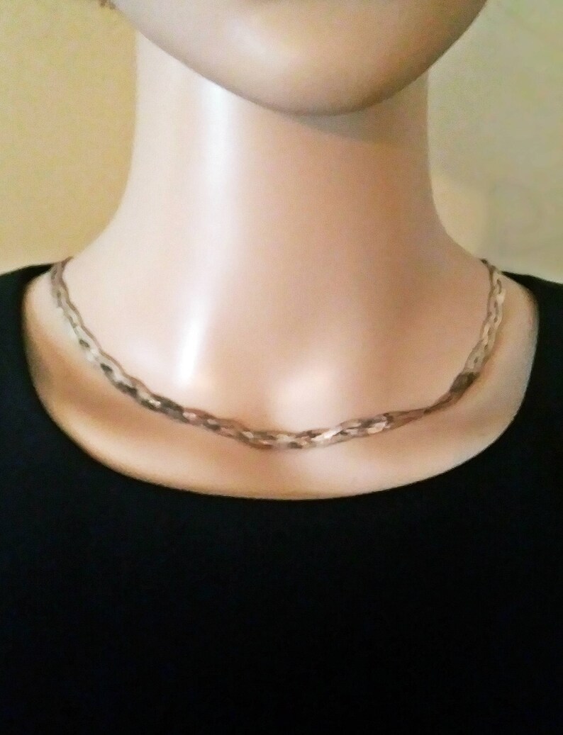 Unisex Italian Sterling Silver 925 Braided Herringbone Necklace 18.25 Inches