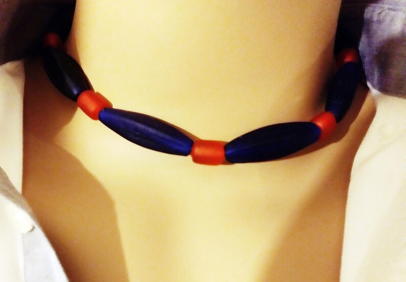 Handcrafted Navy /& Orange Frosted Sea Glass Beads Chicago Bears Sports Choker