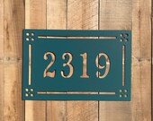 Craftsman Style Address Marker - Horizontal House Number - Metal Address Sign