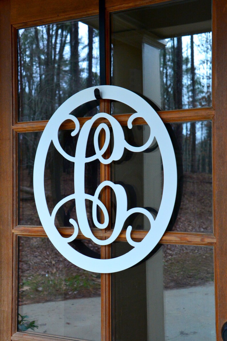Front Door Wreath Monogram Wreath Door Hanger Monogram Etsy