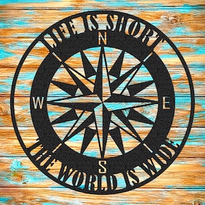 GPS Compass Custom Metal Sign | Custom Coordinates Sign | Adventure Sign | Nautical Compass Wall Art | Beach Decor