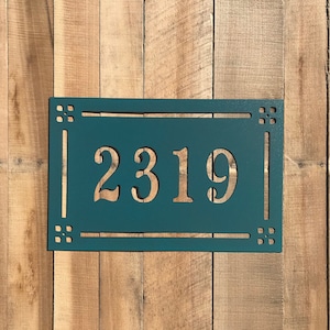 Craftsman Style Address Marker - Horizontal House Number - Metal Address Sign