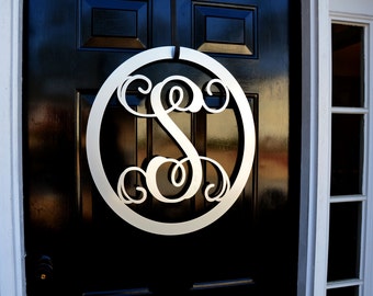 Metal Monogram Letter, Monogram Wreath, Door Hanger Monogram, Metal Monogram Letter, Oval Monogramed Wreath, Wall Art