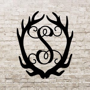 Deer Antler Metal Monogram, Door Hanger