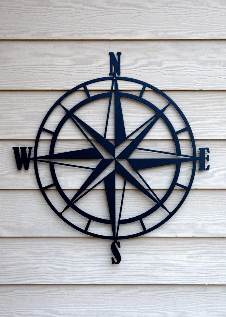 Nautical Compass Rose Metal Wall Art Etsy