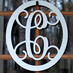 Front Door Wreath, Monogram Wreath, Door Hanger Monogram, Metal Monogram Letter, Oval Monogramed Wreath, Wall Art