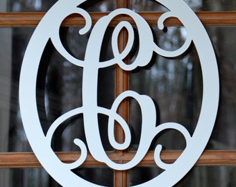 Front Door Wreath, Monogram Wreath, Door Hanger Monogram, Metal Monogram Letter, Oval Monogramed Wreath, Wall Art