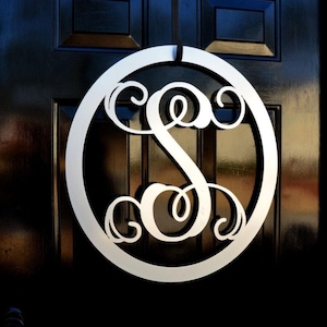 Oval Metal Monogram Letter, Metal Monogram Door Hanger, Wall Art