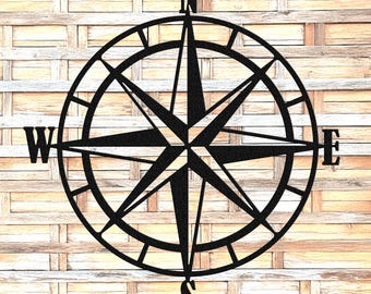 Compass Rose Metal Wall Art | Nautical Compass| Nautical Wall Art | Compass Rose Metal Wall Art | Outdoor Metal Art | Compass Wall Decor