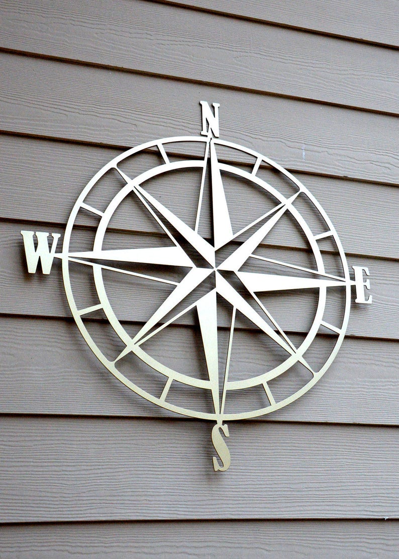 Nautical Compass Rose Metal Wall Art Etsy