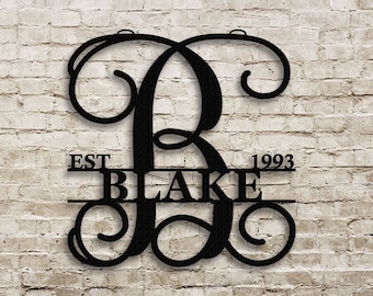 Personalized Metal Monogram Letter, Customized Door Hanger Monogram, Split Letter Monogram
