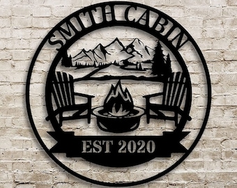 Outdoor Metallschild | Personalisiertes Lagerfeuer-Schild | Camper Dekor | Personalisierte Camping Geschenke Feuerstelle Schild Outdoor Decor Cabin Schild | Zeltplatz Schild