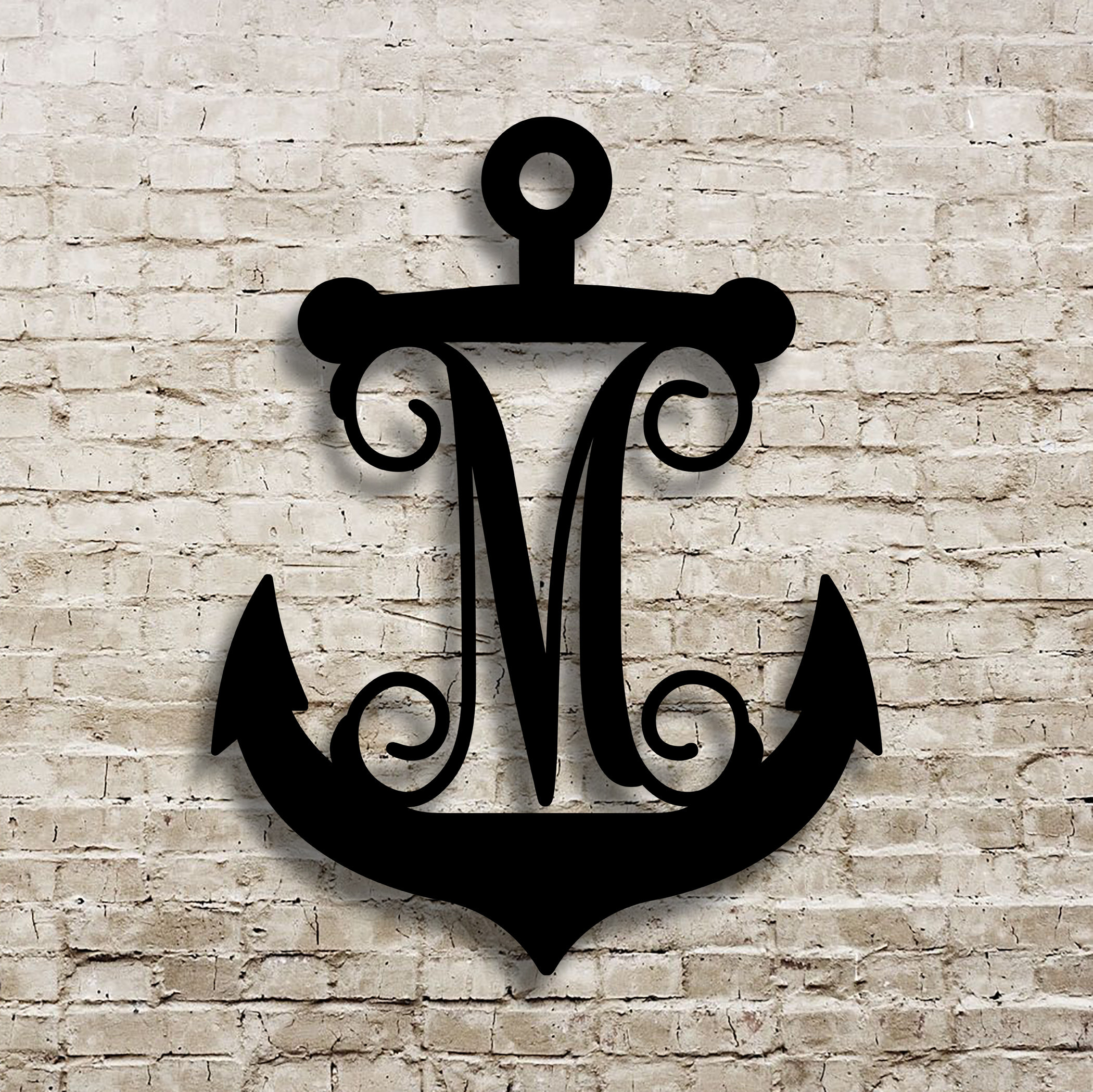 Modern Style Metal Anchor Monogram, Door Hanger, Nautical Metal Wall Art
