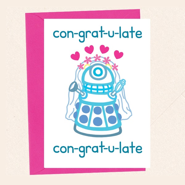 Funny Dr Who Wedding Card, Dalek Engagement Card, Nerdy Wedding Card