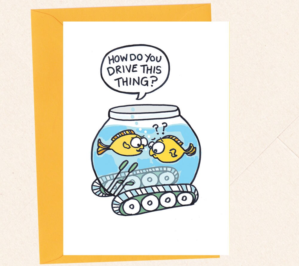 Funny Fish Card Dad Joke Goldfish Fishing Two Fish In A Etsy