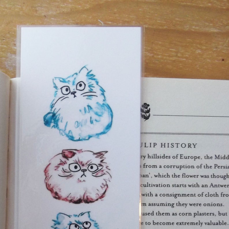 Cat Bookmark Grumpy Persian Cat Cute Book Mark Cat Lover - Etsy