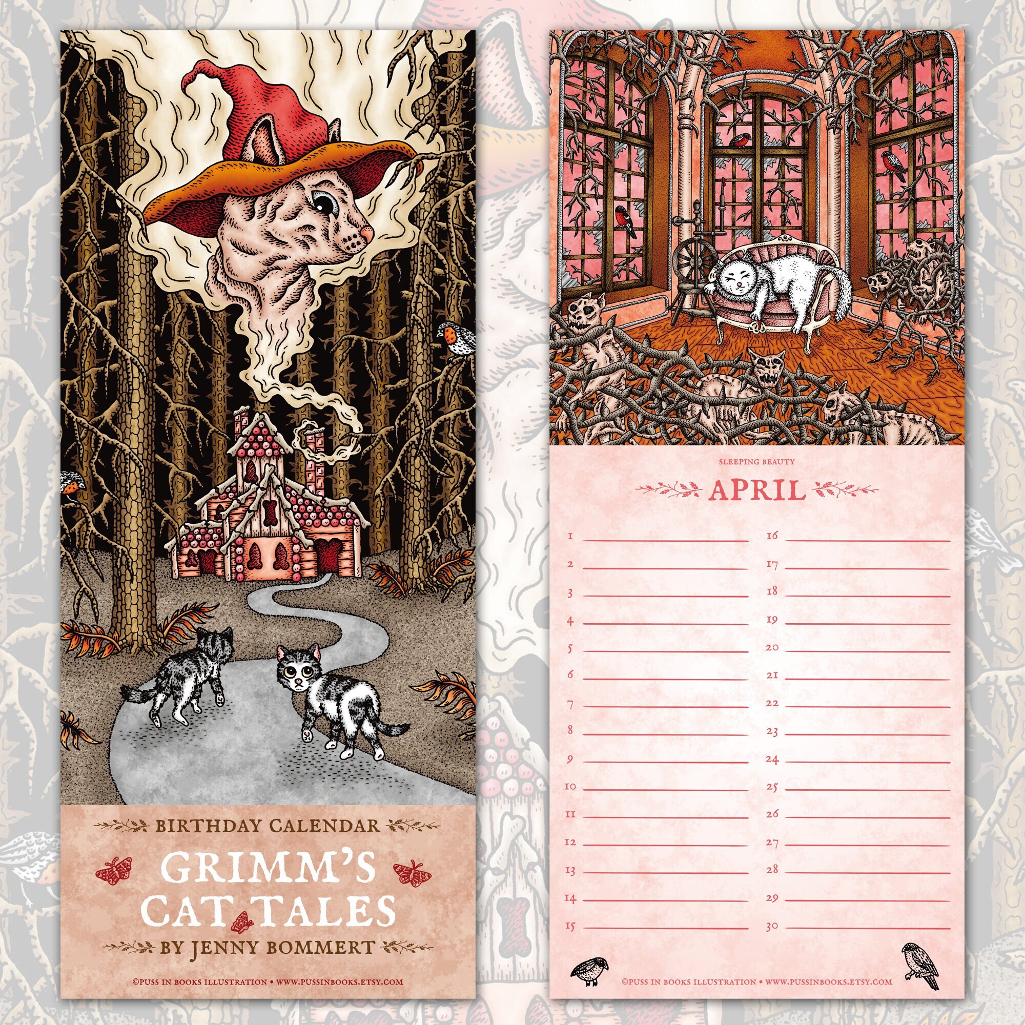 Cat Tales Calendar Birthday Calendar Perpetual Calendar Etsy