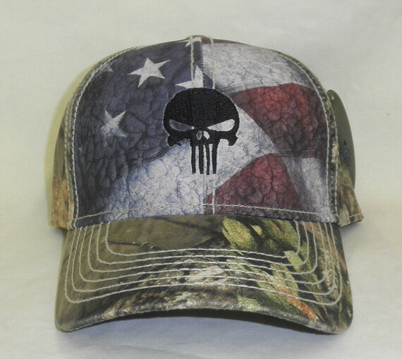 Patriotic Punisher skull hat