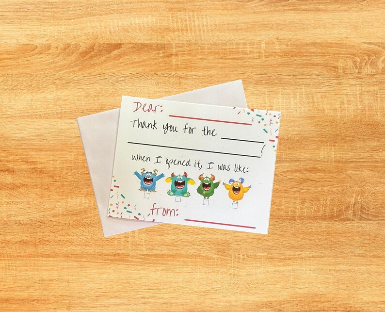 Kids Fill in the Blank Thank You Cards - Etsy