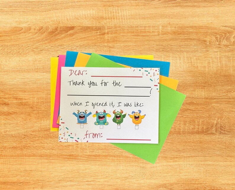 Kids Fill in the Blank Thank You Cards - Etsy