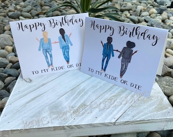Personalized Best Friend Birthday Card, Birthday Card for your Bestie, My Ride Or Die Best Friend, Female Birthday Card