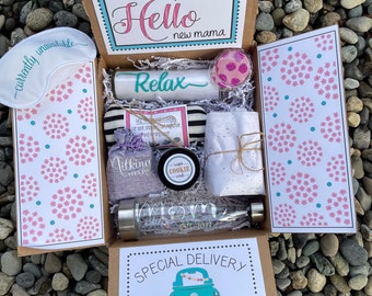 Hello New Mom Gift Box, Essential Gift for New Moms, Baby Shower Gift, New Baby Care Package, Pregnancy Gift, Expected Mom Gift, New Mom Spa