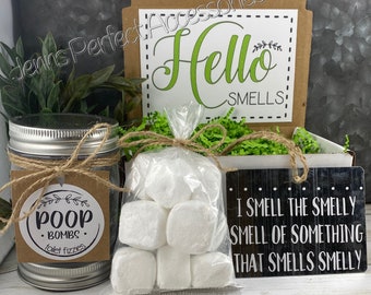 Toilet Odor Bombs, Hello Smells Toilet Bomb Gift, Toilet Fizzies, Poop Bombs, Funny Gift for Him, Housewarming Gift, Bathroom Humor