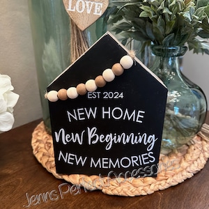 New Home Sign, New Beginnings Sign, Housewarming Gift, Welcome to your New Home, Realtor Gift, Wood Sign, House Shaped Sign
