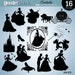 Cinderella svg, Cinderella silhouettes, Cinderella cut file, Princess silhouette, set of Cinderellas clipart, eps INSTANT DOWNLOAD GAV-079 