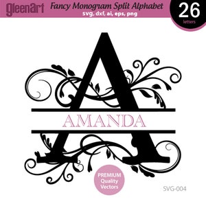 Split Monogram svg, Monogram svg, Split letter svg, Split monogram, Cuttable Svg, Monogram silhouette svg INSTANT DOWNLOAD SVG-021 image 1